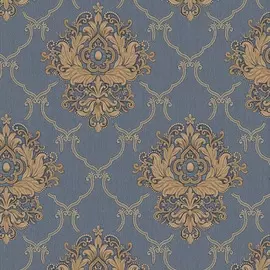 Обои 3783-5 Erismann Violetta винил на флизе 1.06x10.05, дамаск, синий/золотой