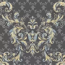 обои 7023-22 euro decor франсуаза винил на флизе 1.06x10.05, дамаск, черный