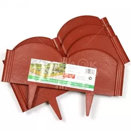 ограждение садовое полимерпесчаное "волна", 50х30 см, толщина 12 мм, 4 шт/уп, цвет терракотовый