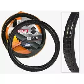 Оплетка рулевого колеса"Nova Bright-fusion" (L) чёрная,натуральная кожа