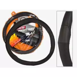 Оплетка рулевого колеса"Nova Bright-fusion" (L) чёрная, перфорированная,натуральная кожа