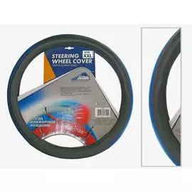 Оплетка рулевого колеса"Nova Bright" SWC03- 023-BK-XXL черная с синей сетчатой вставкой 38773