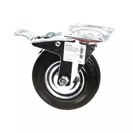 опора колесная повор.на площ.со стоп.125мм сталь/р