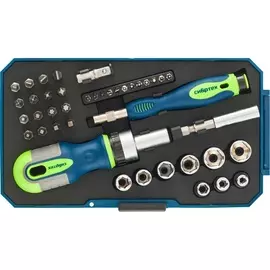Отвертки реверсивные с набором бит и торцевых головок, 41 шт., CrV, Сибртех