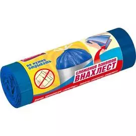 пакеты для мусора 60л 10шт #внахлест prestige псд с завязками рулон overlap голубой 89888