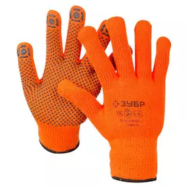 перчатки х/б с пвх 10 класс утепленные, акриловые, с защитой от скольжения сигнальный цвет 1464-xl