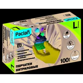 перчатки нитриловые р-р l 100шт paclan