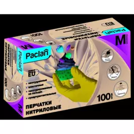 перчатки нитриловые р-р m 100шт paclan