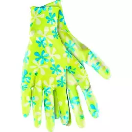 Перчатки садовые из полиэстера с нитрильным обливом, зеленые, L PALISAD