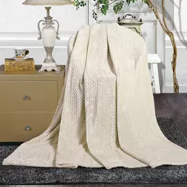 Плед из микрофайбера Жаккард 26197 200х220 белый