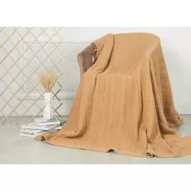 Плед вязанный шерстянной MeLSoNN 160х220см, песочный