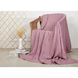 Плед вязанный шерстянной MeLSoNN 160х220см, светлая брусника