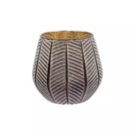 подсвечник декоративный стеклянный 110*110*100 вещицы серый с золотым напылением ngb-26