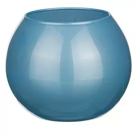 Подсвечник H-8см со свечой, голубой, стекло