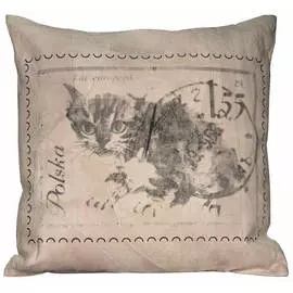 Подушка кожаная CAT STAMP (40x40)