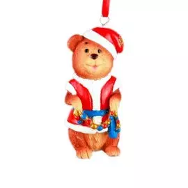 Подвеска декоративная МИШКА ДЕД МОРОЗ 3,5*3*8см полирезина 34590
