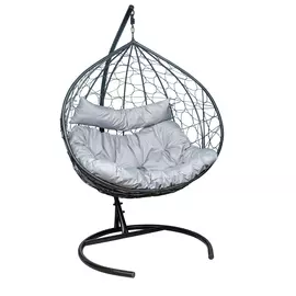 Подвесное кресло Leset бали, каркас черный, подушка светло-серая