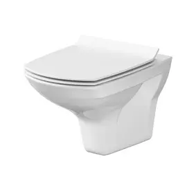 подвесной унитаз безободковый cersanit carina new clean on с сиденьем slim, дюропласт, микролифт