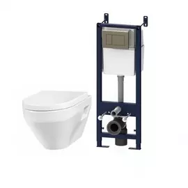 подвесной унитаз(сиденье микролифт) с системой инсталляции am.pm spirit is3701738