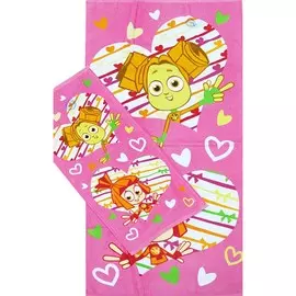 Полотенце Фиксики. Симка и Шпуля 60*120 розовый 02