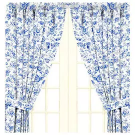 Портьера Лен гжель 1,4*1,7м, на шлевках белый