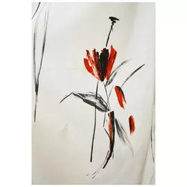 Портьера Печать акварельный цветок 00103/015 1,5*2,7м, на люверсах красный