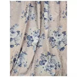 Портьера печать Флауэр 1,5*2,7м на тесьме голубая