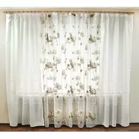 Портьера Под лен мережка 1210/05 1,45*2,7м, на тесьме молочная