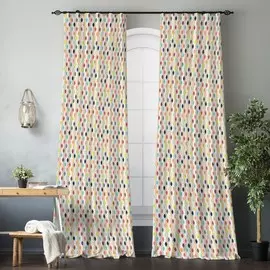 портьера простые орнаменты 0041 1.45х2.7м габардин, разноцветный