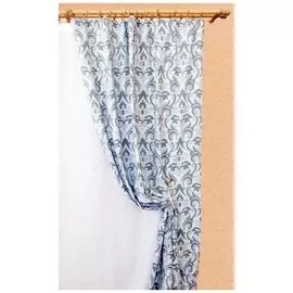 Портьера Вензель жаккард 537349/9 1,5*2,7м на тесьме серо-голубой