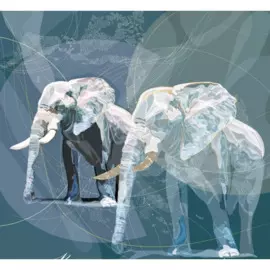 постер 410х445 "высокие вибрации" слоны серебро 9502