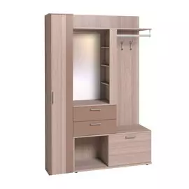 Прихожая Берлин ясень шимо/шоколад глянец (шкаф МЦН, шкаф для обуви)