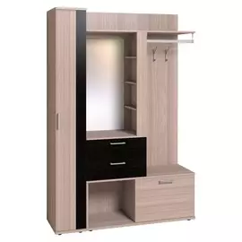 Прихожая Берлин ясень шимо/венге (шкаф МЦН, шкаф для обуви)