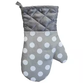 Прихватка-варежка с кокеткой (Рогожка 12с35 Горох серый+Велюр однотонный Темно-серый V-44)