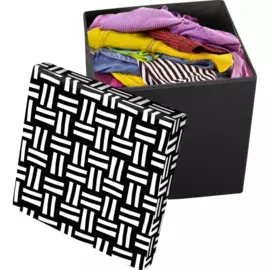 пуф складной с отделением для хранения 30*30*30см волшебная страна плетенка черно-белый 008465