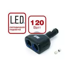 Разветвитель прикуривателя 12/24 (на 2 выхода) CS205 со светодиодной подсветкой