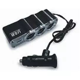 разветвитель прикуривателя автомобильный 12/24в (3 выхода) с usb avs cs314u