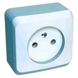 розетка штепсельная (открытая, 1 пост, белая, б/з) lexel этюд, pa16-001b