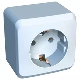 розетка штепсельная (открытая, 1 пост, белая, с/з) lexel этюд, pa16-003b