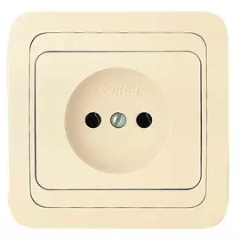 розетка 1-ая makel mimoza скрытая без заземления с рамкой крем/крем пласт.основание 25022