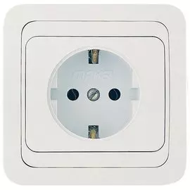 розетка штепсельная (скрытая, белая, 1 пост, с/з, с рамкой) makel mimoza, 12028