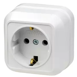 розетка штепсельная (открытая, 1 пост, белая, с/з) makel siva ustu, 45108
