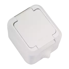 розетка штепсельная (открытая, 1 пост, белая, с/з) makel, 18304