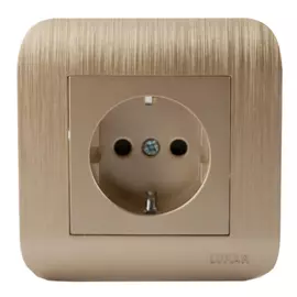 розетка 1-ая с/з шампань с рифленой рамкой, 250в 16а luxar deco 10.025.05