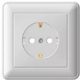 розетка штепсельная (слоновая кость, 1 пост, с/з, со шторками, с рамкой) se w59 rs16-152-28