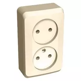 розетка штепсельная (открытая, 2 поста, кремовая, б/з) lexel этюд, pa16-005k