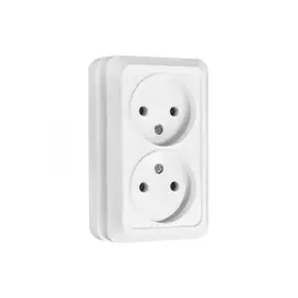 розетка штепсельная (открытая, 2 поста, белая, б/з) makel siva ustu, 45117