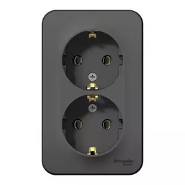 розетка штепсельная (открытая, 2 поста, антрацит, с/з) se blanca, blnra01121