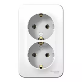 розетка штепсельная (открытая, белая, 2 поста, с/з) se blanca, blnra010211