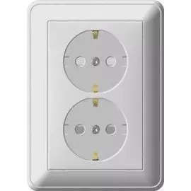 розетка 2-ая se wessen w59 скрытая, без заземления, со шторками и рамкой сл.кость, rs16-254-28
